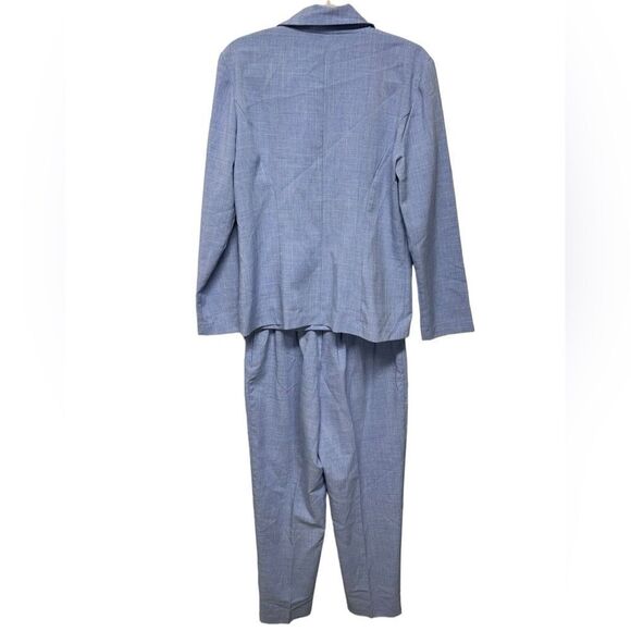 Vintage Sag Harbor Light Blue Suit Set Matching Blazer High Waisted Pants Suit - Picture 4 of 15